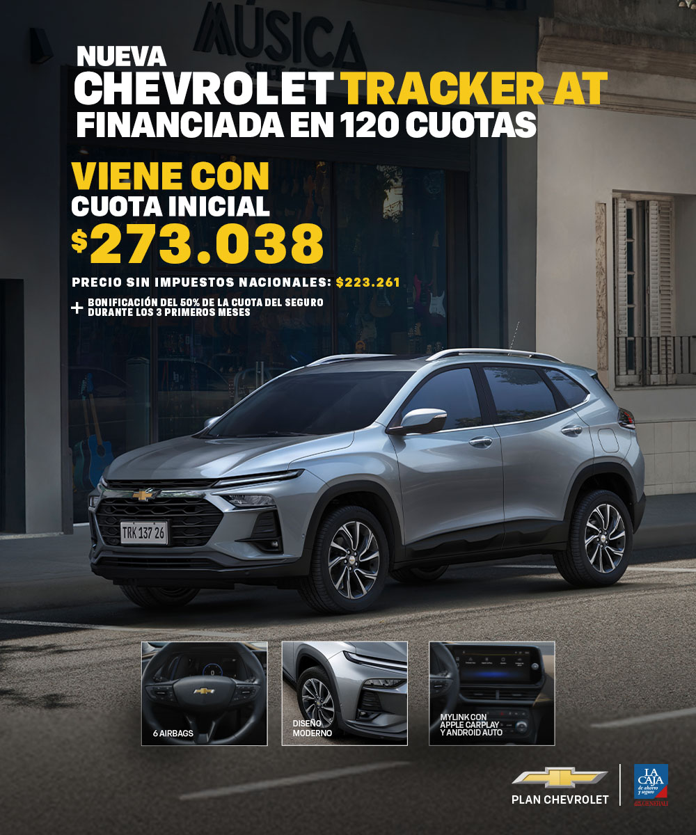 Chevrolet Tracker AT financiada en 120 cuotas